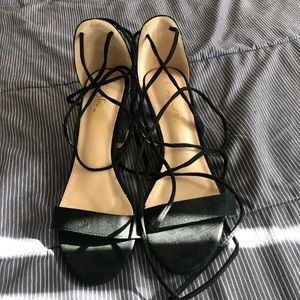 Allegra K Black Strappy High Heels